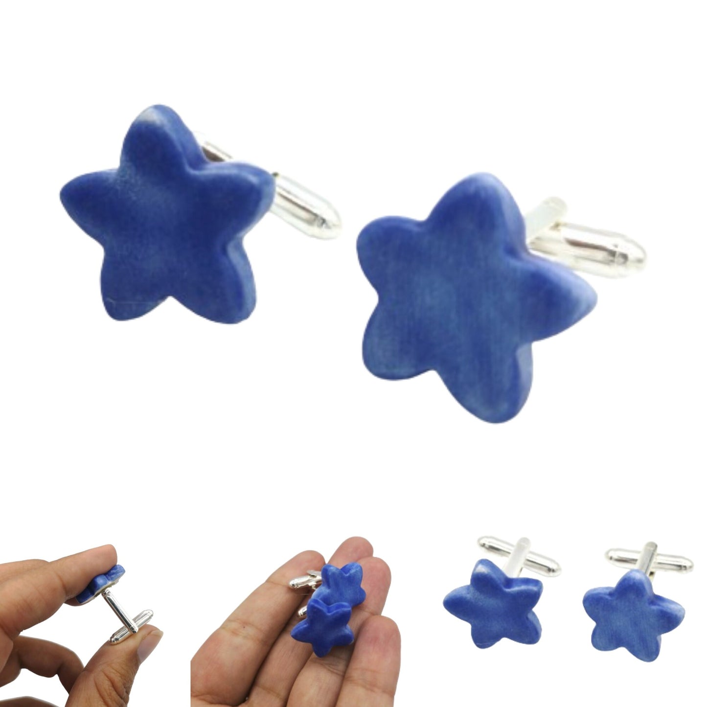 Star Cufflinks For Men, 9th Wedding Anniversary Gift For Husband, Celestial Fathers Day Gift From Daughter, Cute Boyfriend Gift - Ceramica Ana Rafael