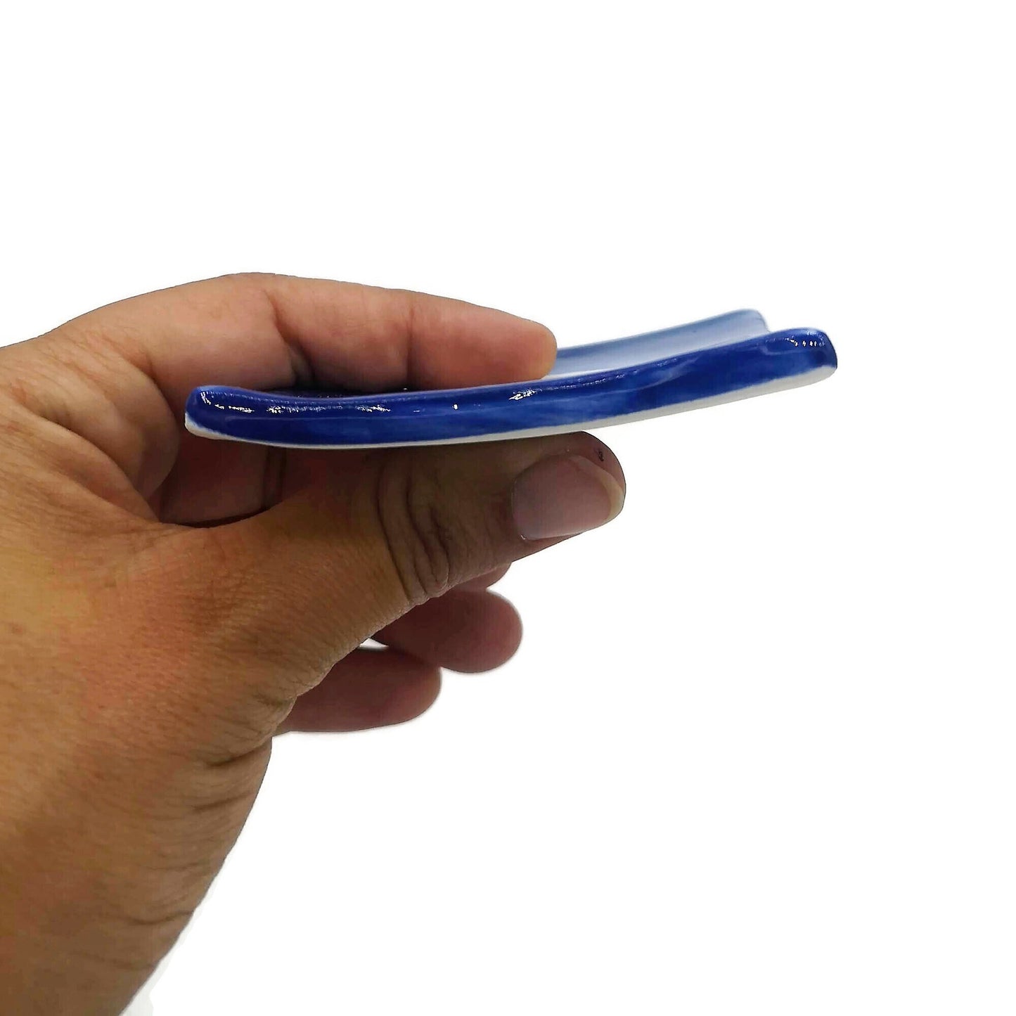 Handmade Ceramic Ring Holder,Blue Evil Eye Plate, Small Trinket Dish For Bridal Shower Favors, Eye Candle Holder - Ceramica Ana Rafael