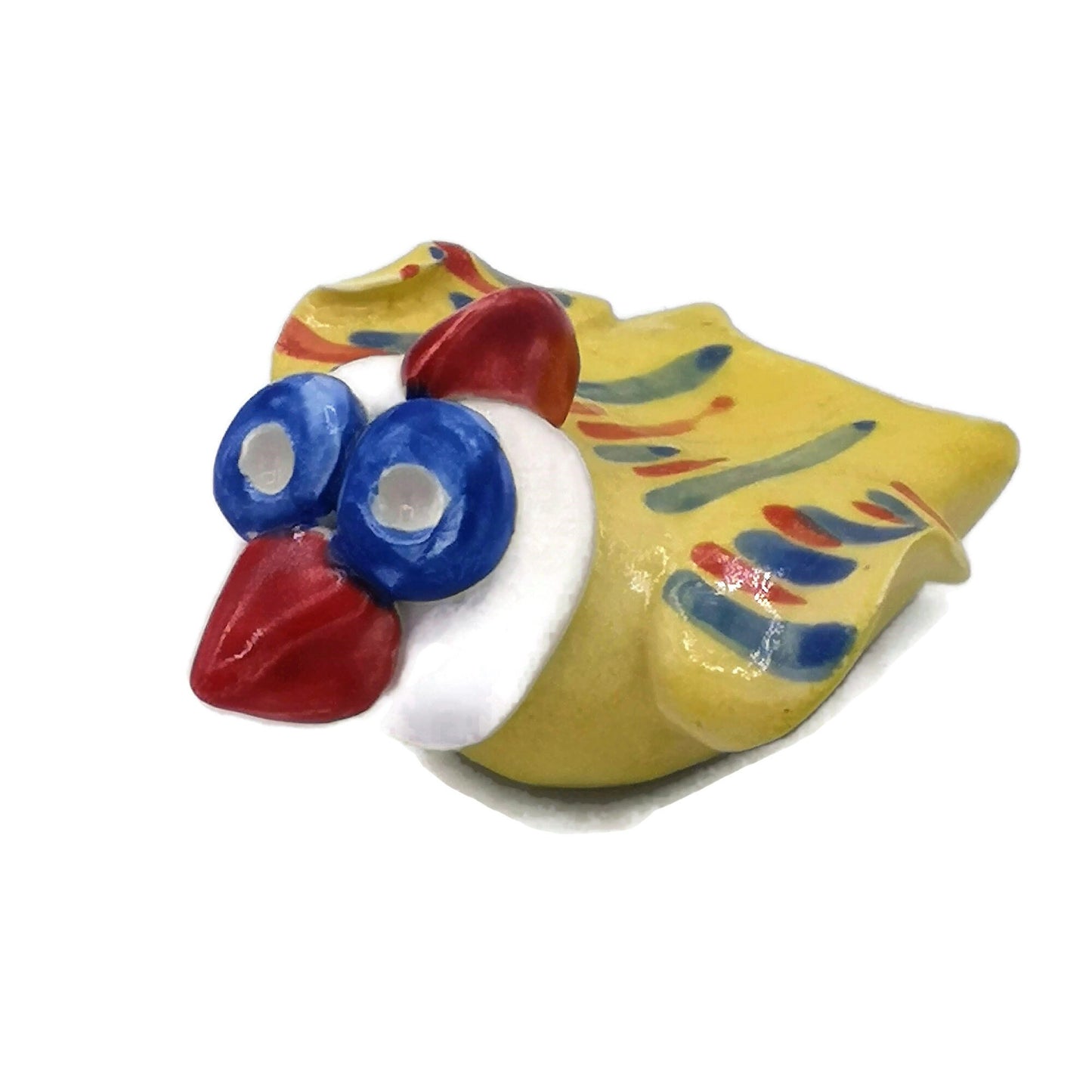 Handmade Ceramic Bird Sculpture Hand Painted Yellow, Modern Rooster Figurine, Cute Clay Sculpture Chicken Gifts, Reusable Animal Cake Topper - Ceramica Ana Rafael