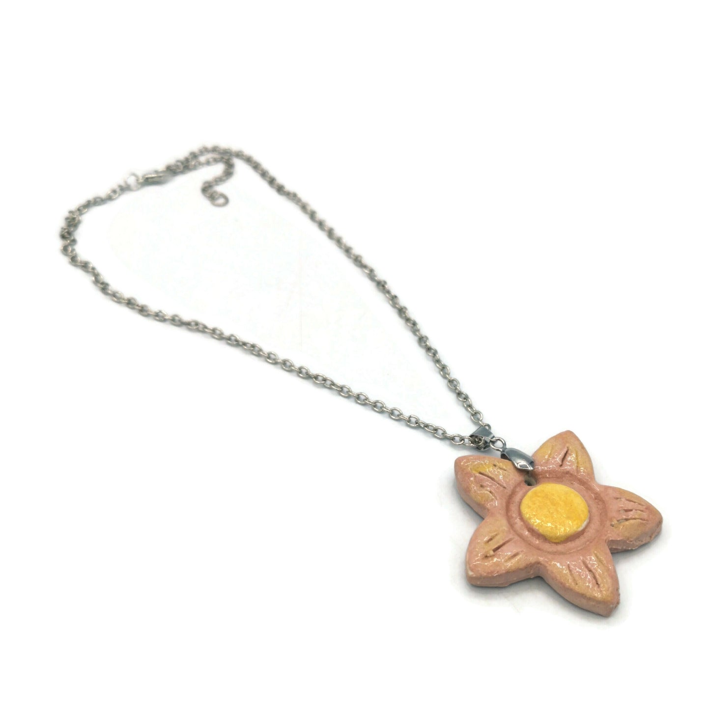 Flower Pendant Necklace, Cute Mothers Day Gift Statement Chocker Necklace, Kawaii Jewelry Best Gift For Her, Mom Birthday Gift From Daughter - Ceramica Ana Rafael