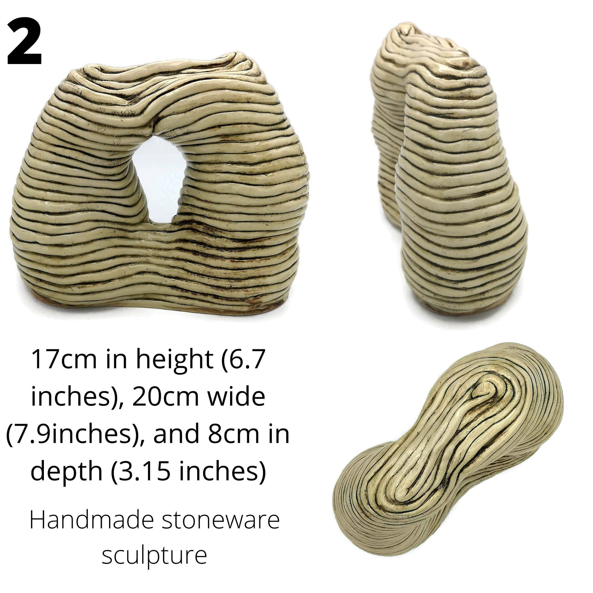 Modern Ceramic Sculpture Hollow Shaped Handmade Contemporary Art, Textured Table Sculpture, Large Floor Vase, Custom Wedding Gift For Couple - Ceramica Ana Rafael