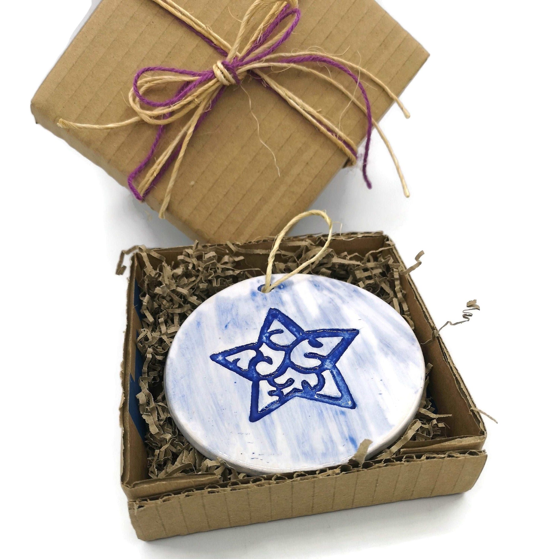 1Pc Blue Star Ornament, Ceramic Wall Hanging, Celestial Wall Decor, Christmas Decoration Trending Now, Best Sellers Handmade Wall Art
