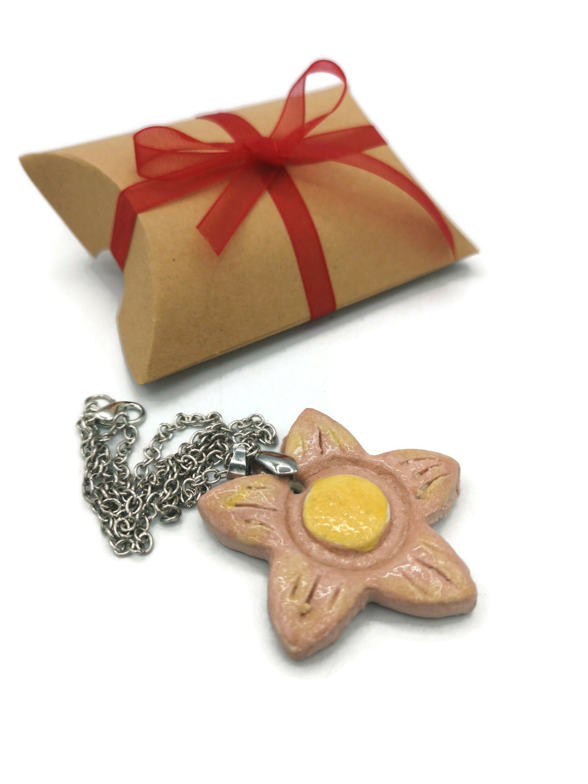 Flower Pendant Necklace, Cute Mothers Day Gift Statement Chocker Necklace, Kawaii Jewelry Best Gift For Her, Mom Birthday Gift From Daughter - Ceramica Ana Rafael