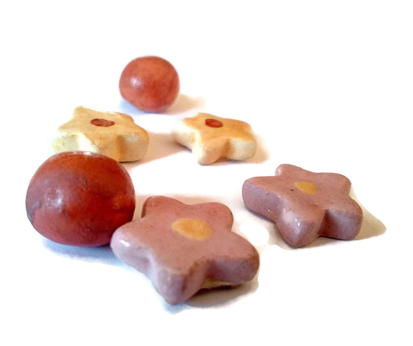 Assorted Cabochons For Jewelry making, Handmade Ceramic Beads Without Hole, Round Cabochon - Ceramica Ana Rafael