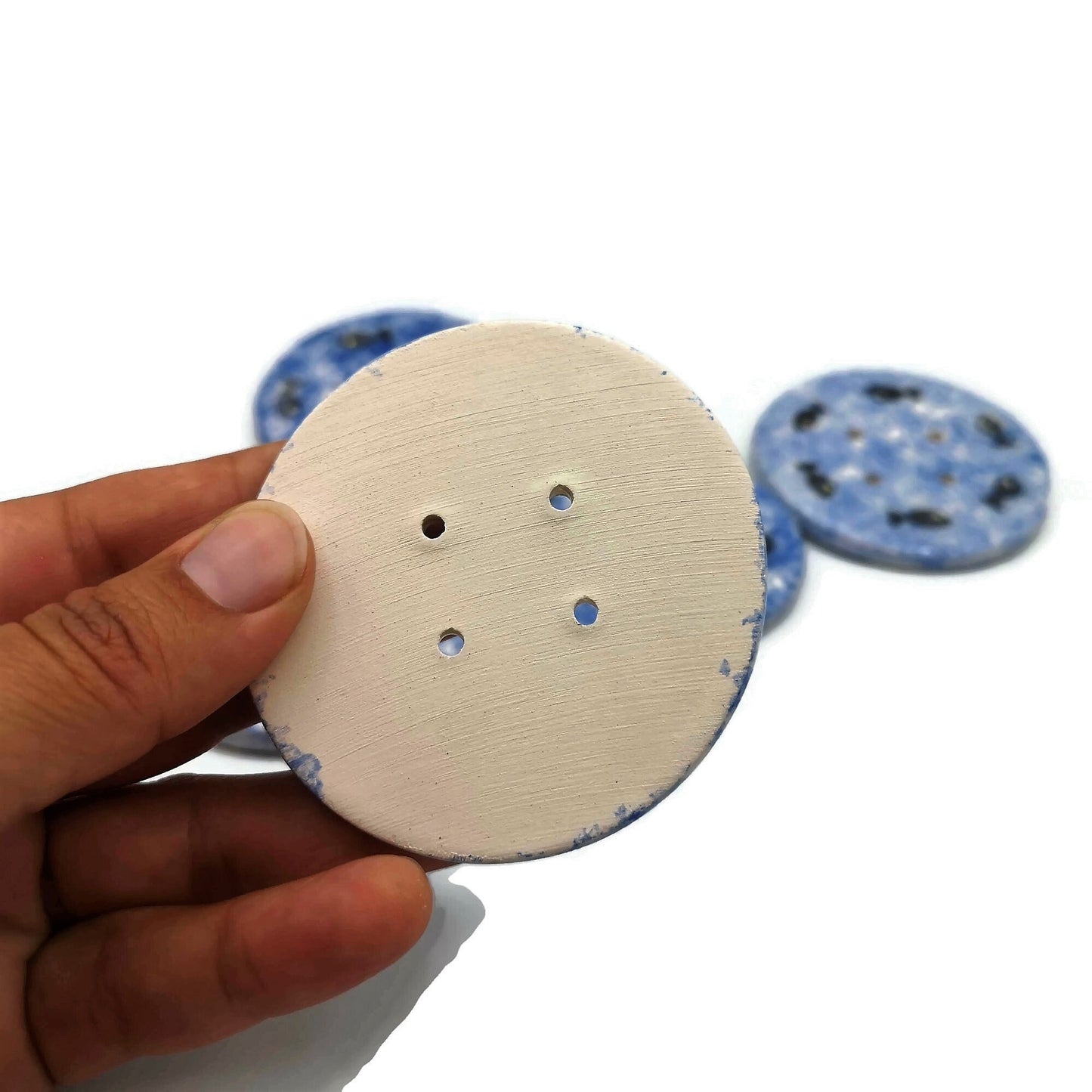 5Pc 65mm Giant Sewing Buttons, Handmade Ceramic Coat Buttons With Hand Painted Fish, Decorative Novelty Buttons for Crafts Extra Large - Ceramica Ana Rafael