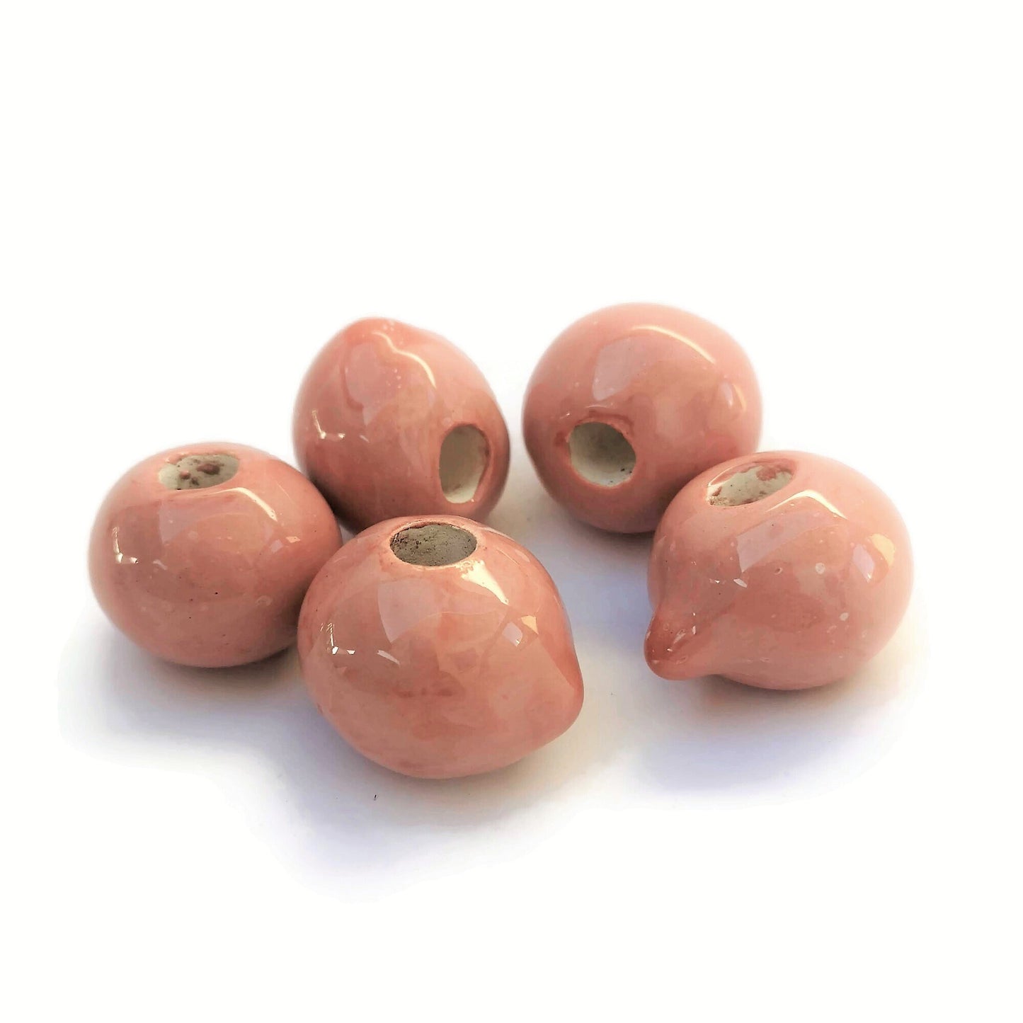 5Pc Macrame Ceramic Beads Large Hole, Handmade Bubblegum Beads, Decorative Unique Jumbo Round Clay Beads For Crafts And Jewelry Making - Ceramica Ana Rafael