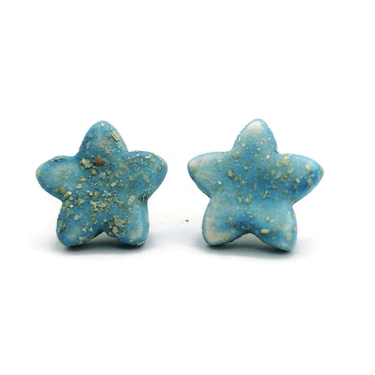 DAINTY STAR EARRINGS, Turquoise Studs, Geometric Star Earrings, Minimalist Clay Stud Earrings Small, Handmade Ceramic Stocking Stuffers - Ceramica Ana Rafael