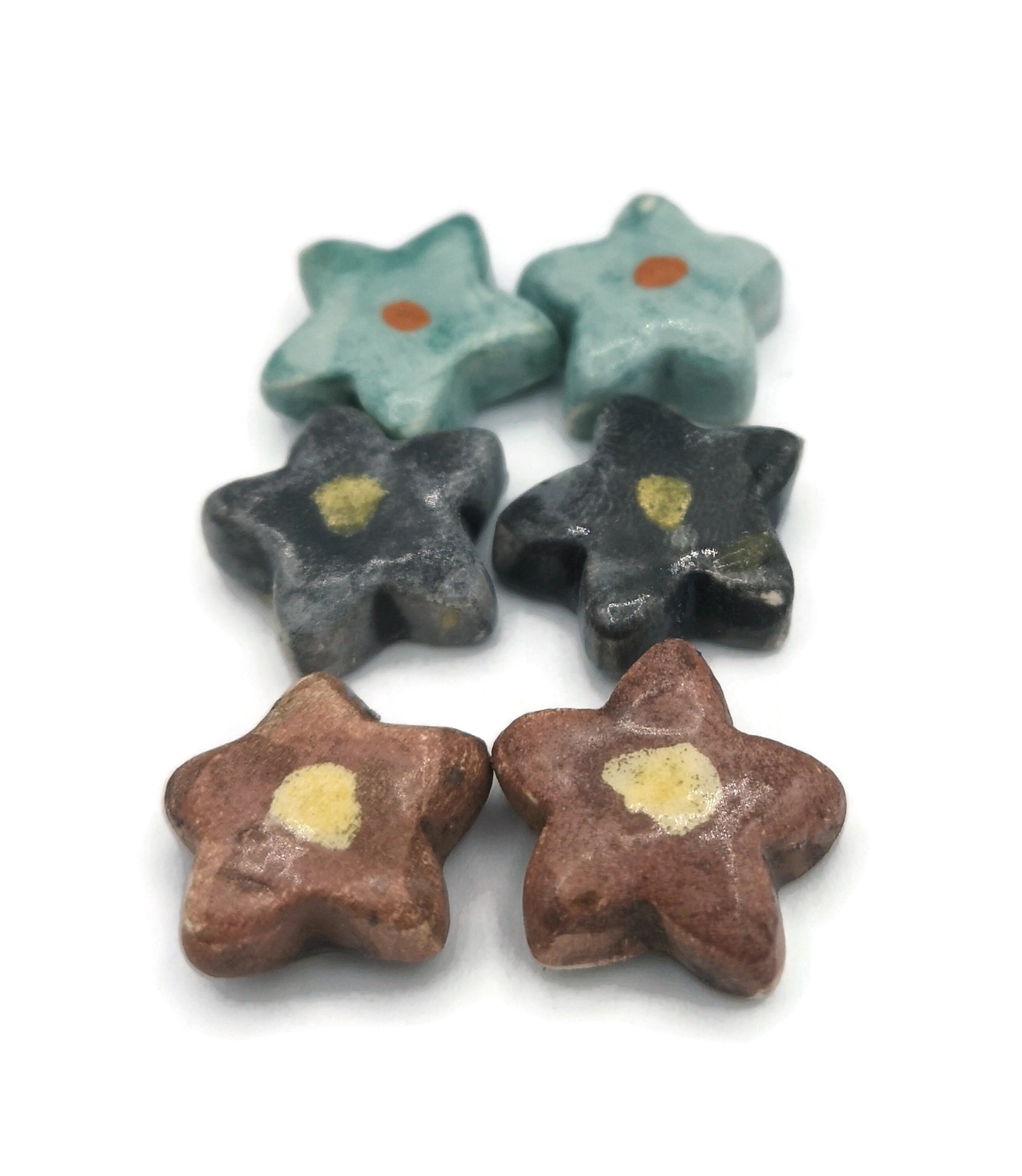 CUTE CABOCHONS, CERAMIC Jewelry, Assorted Cabochons, Set of 6 20mm Flatback Decorative No Hole Beads, Unique Gift For Mom - Ceramica Ana Rafael