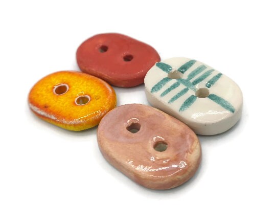 4Pc Oval Sewing Buttons Lot, Cute Big Buttons For Jewelry Making, Best Sellers Sewing Supplies And Notions, Unique Buttons For Crafts - Ceramica Ana Rafael