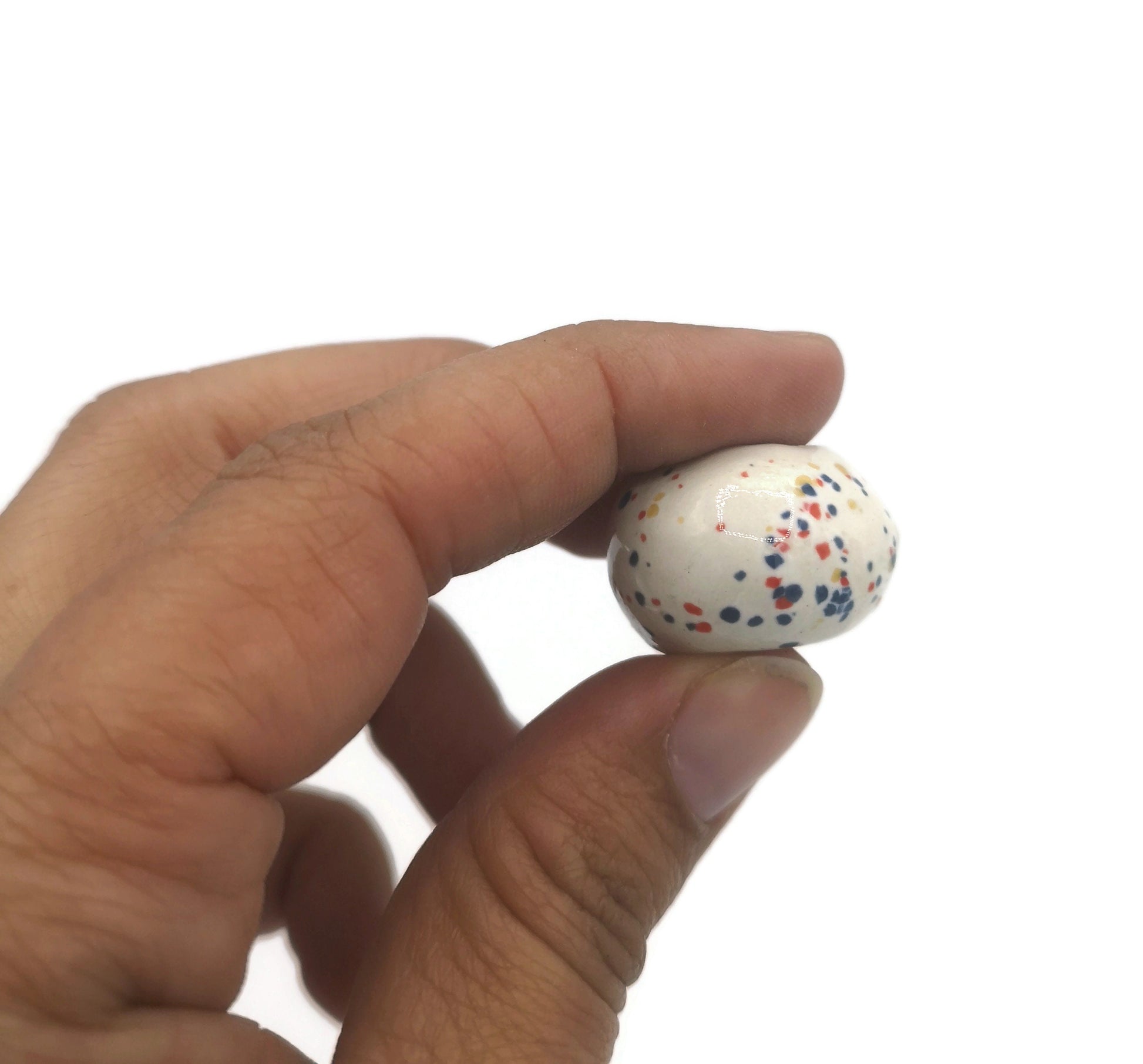 confetti beads for jewelry making supplies, large hole ceramic beads for macrame, unique bubblegum beads - Ceramica Ana Rafael