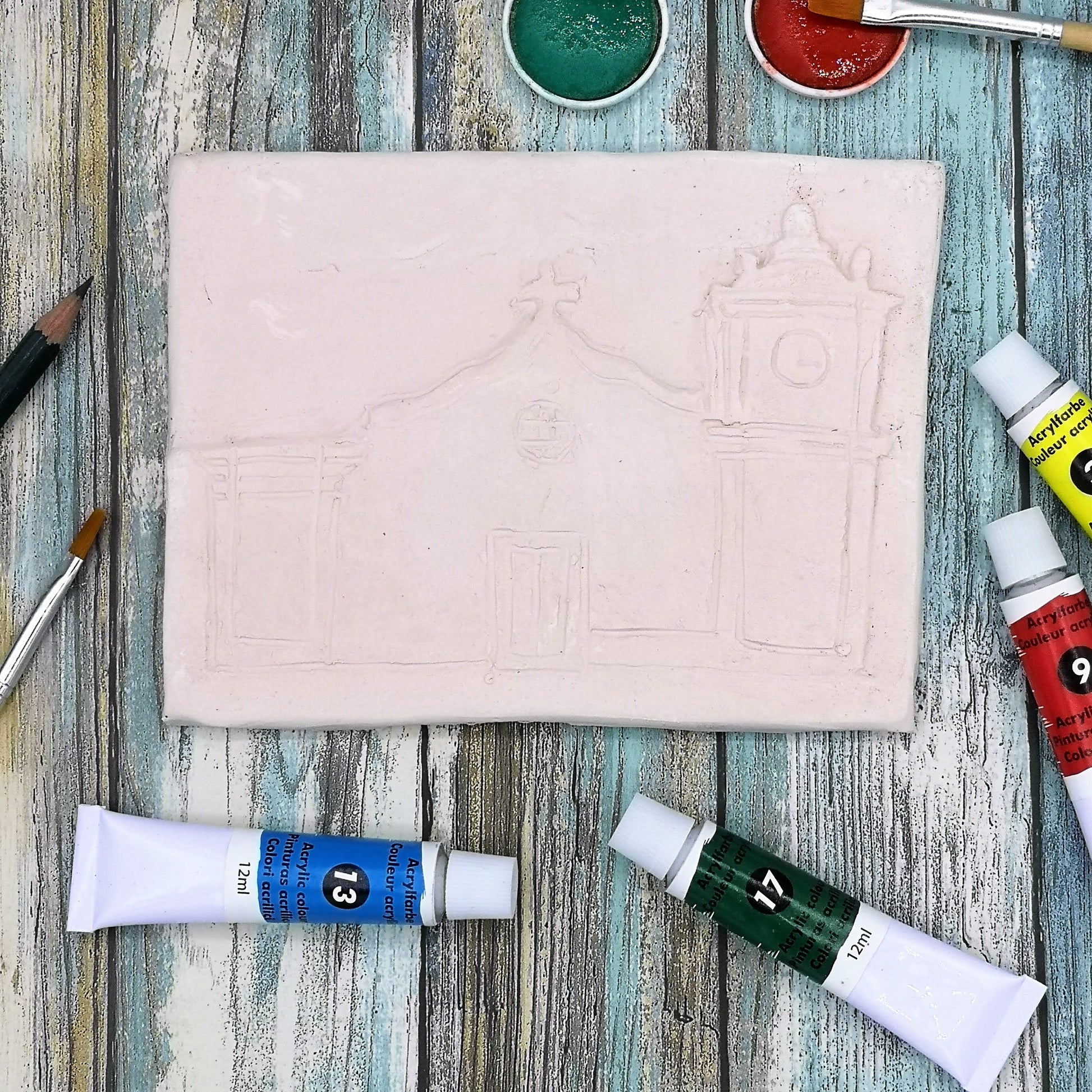 BLANK CERAMIC TILES, Portuguese Church high relief Tile, Decorative Art Tiles U Paint, Unpainted Ceramic Bisque Ready To Paint - Ceramica Ana Rafael