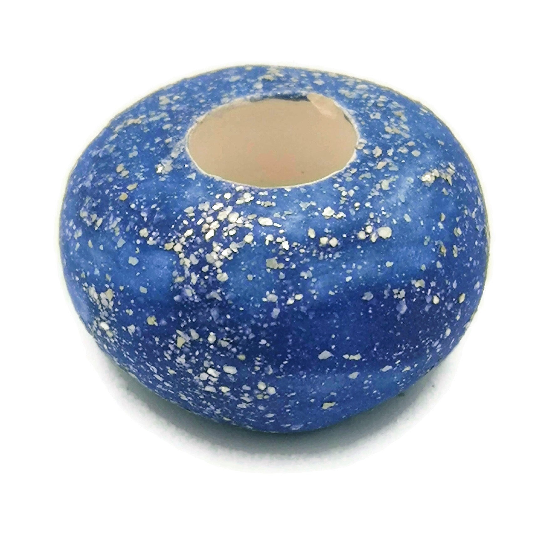 unique beads for jewelry making, handmade ceramic large macrame beads large hole, round sparkly beads for crafts, clay beads - Ceramica Ana Rafael