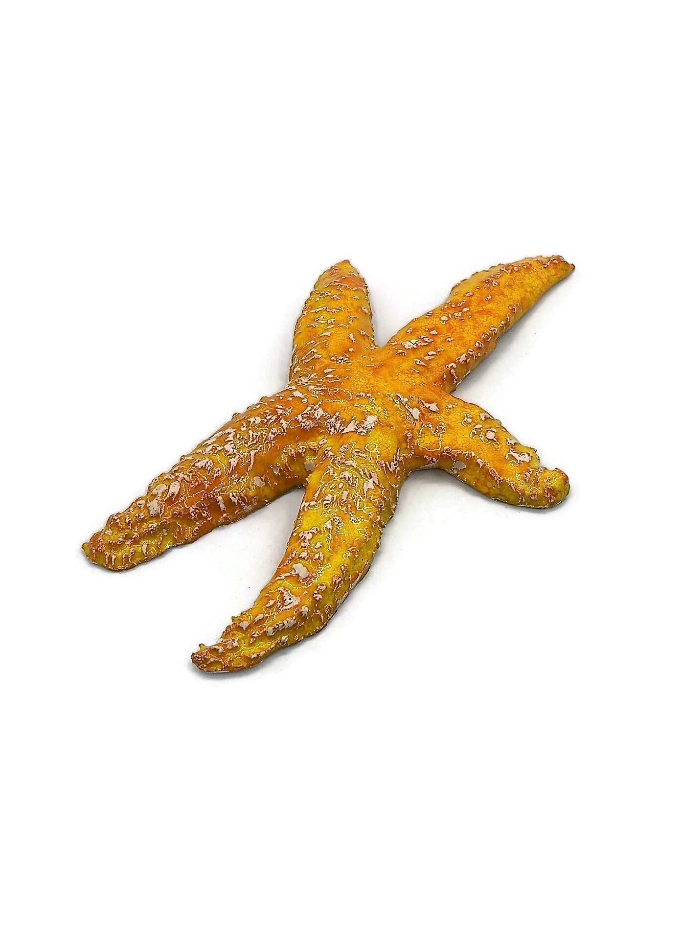 Handmade Ceramic Starfish Tile Wall Decor, Orange Glazed Sealife Gift Idea For Beach Lover, Wall Hanging To Create Your Own Mural - Ceramica Ana Rafael