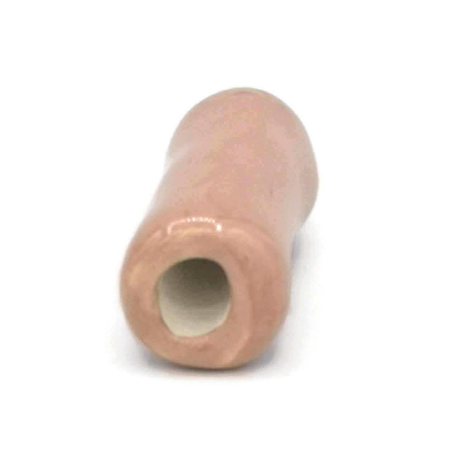 1Pc 30mm Tube Beads For Jewelry Making, Coral Pink Handmade Ceramic Macrame Beads Large Hole 5mm, Unique Long Unusual Artisan Craft Supplies - Ceramica Ana Rafael