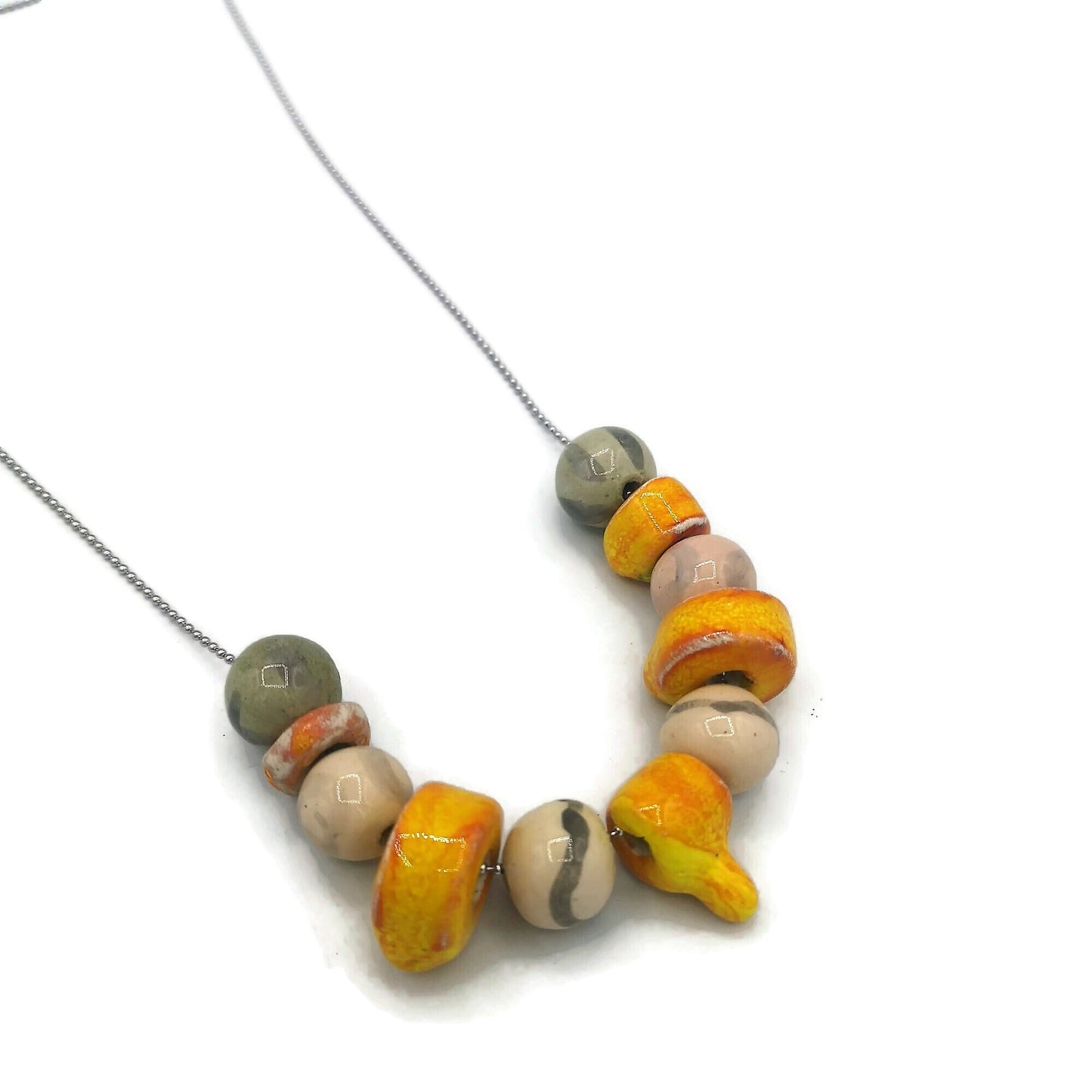 Colorful Beaded Necklace, Statement Aestethic Necklace, Mothers Day Gift From Daughter, Best Gifts For Her, 9th Aniversary Gift For Wife - Ceramica Ana Rafael