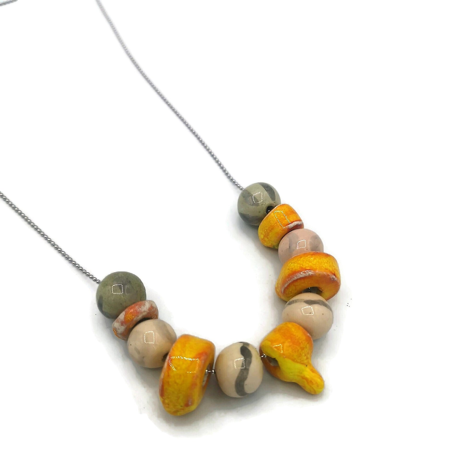 Colorful Beaded Necklace, Statement Aestethic Necklace, Mothers Day Gift From Daughter, Best Gifts For Her, 9th Aniversary Gift For Wife - Ceramica Ana Rafael