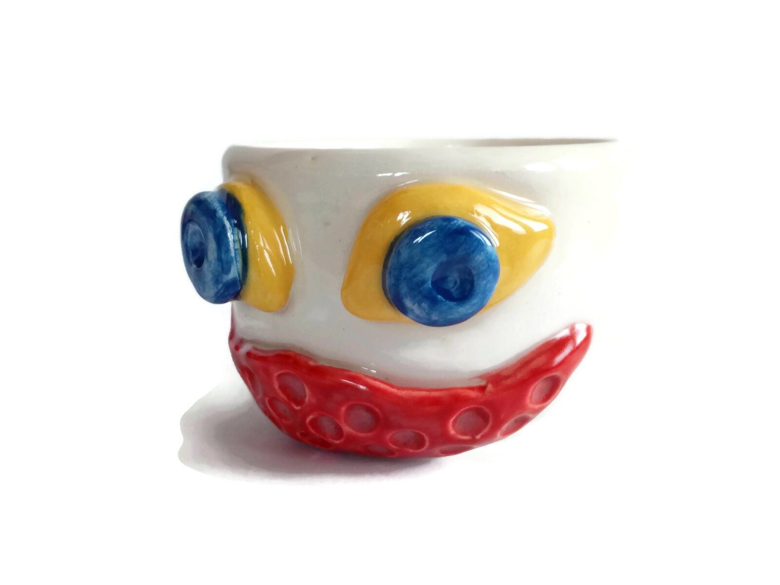 Handmade Ceramic Monster Coffee Mug Hand Painted, Unique Pottery Halloween Mugs For Women, Colorful Funny Face Horror Mug, Creative Creepy - Ceramica Ana Rafael