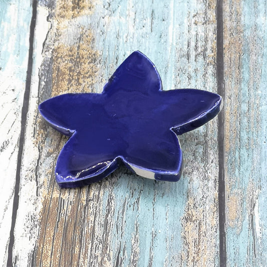 Unique Handmade Ceramic Glssy Dark Blue Star Brooch For Women, Clay Broach Pin For Her, Small Celestial Scarf Brooch Gift For Wife - Ceramica Ana Rafael