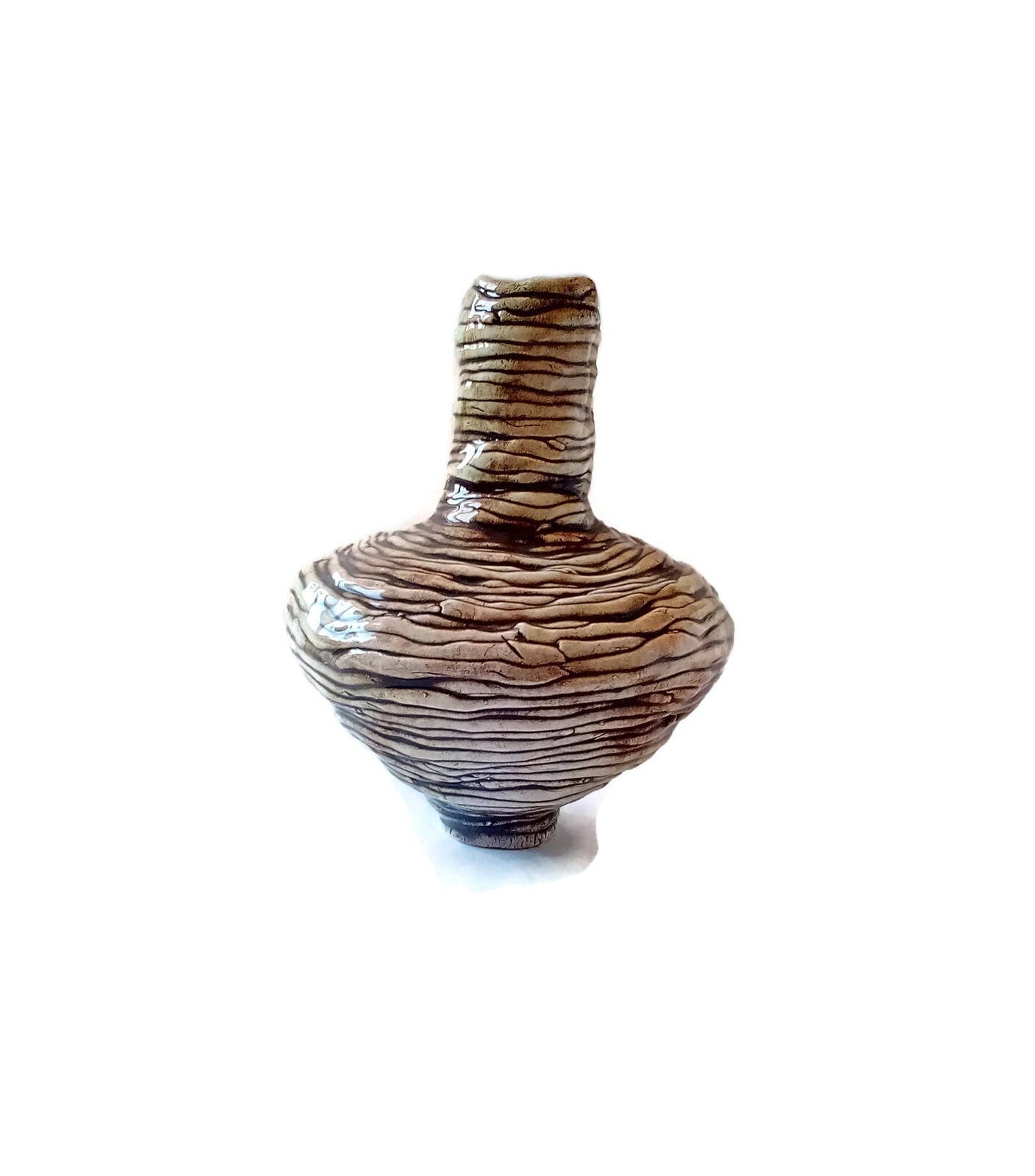 Handmade Pottery Sculptural Bud Vase, Decorative Objects Best Gifts For Him, Organic Ceramic Vase Textured, 9yh Anniversary Gift For Wife - Ceramica Ana Rafael