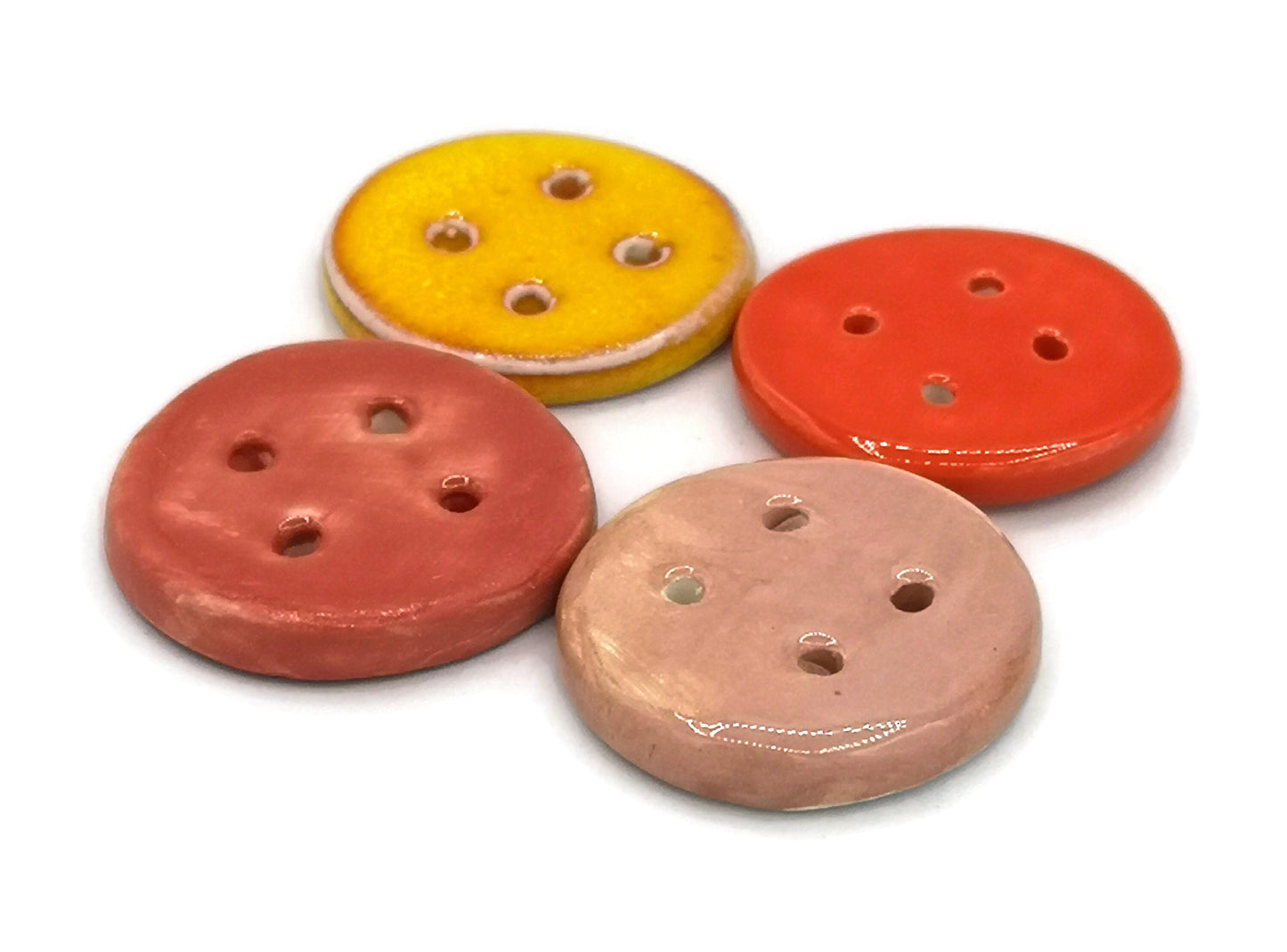 Clay Buttons Lot Of 4, Round Large Sewing Buttons, Jewelry making, Best sellers Sewing Supplies And Notions, Handmade Ceramic Unique Buttons - Ceramica Ana Rafael