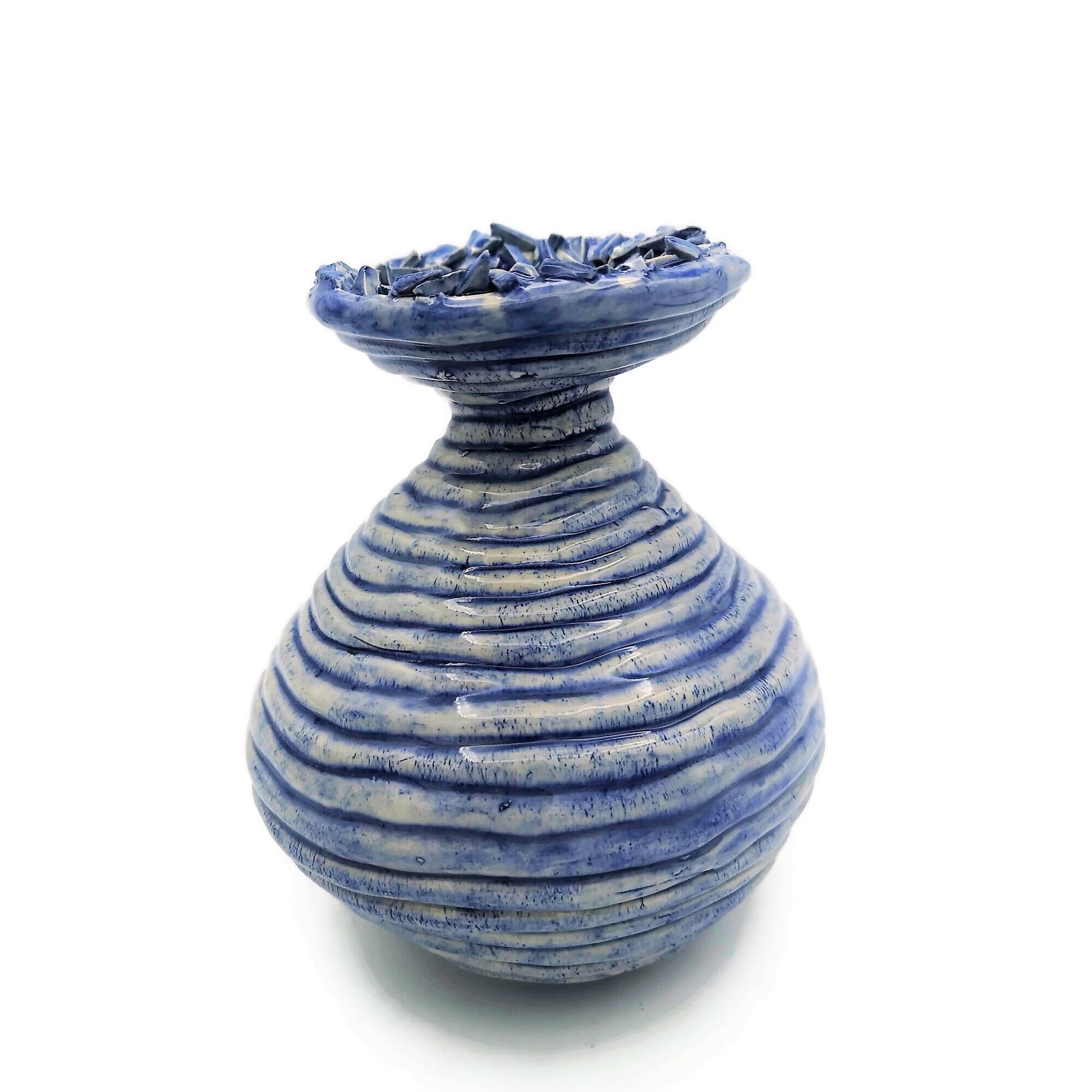 Textured Ceramic Bud Vase, Irregular Shape Handmade Stoneware Pottery, Unique Flower Vase Best Gifts For Him, Sculptural Boho Large Vase - Ceramica Ana Rafael