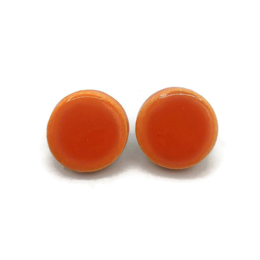 CLAY STUD EARRINGS, Orange Round Shape Designer Earrings, Easter Basket Stuffer For Teen Girl, Ceramic Best Gifts For Her - Ceramica Ana Rafael