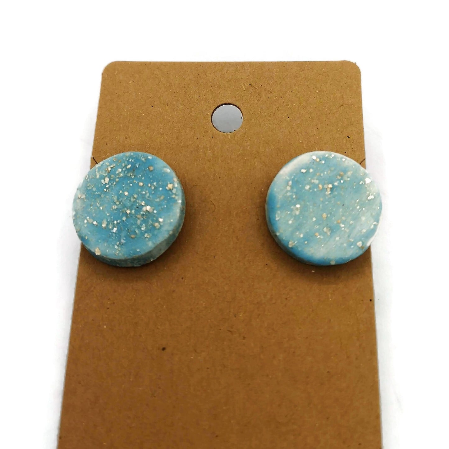 Minimalist Ceramic Earrings, Cute Best Gifts For Her, Dainty Jewelry Mom Birthday Gift From Daughter, Turquoise Blue Small Stud Errings - Ceramica Ana Rafael