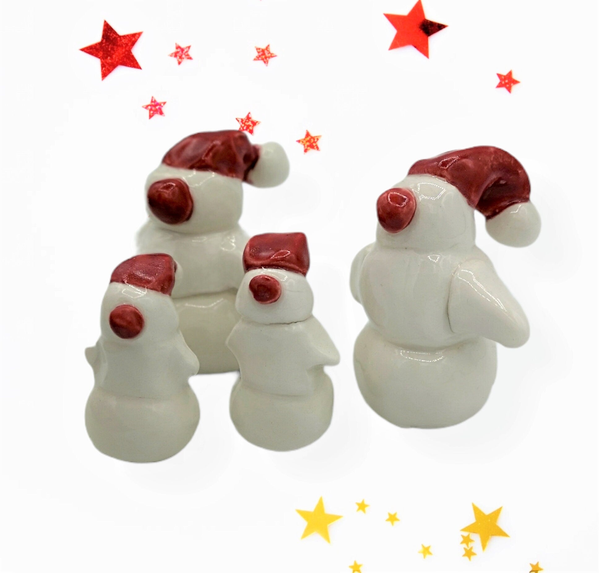 Miniature snowman ornament, Gifts For Her Christmas, ceramic snowman figurine, mom christmas gift, Clearance Items, cake topper - Ceramica Ana Rafael