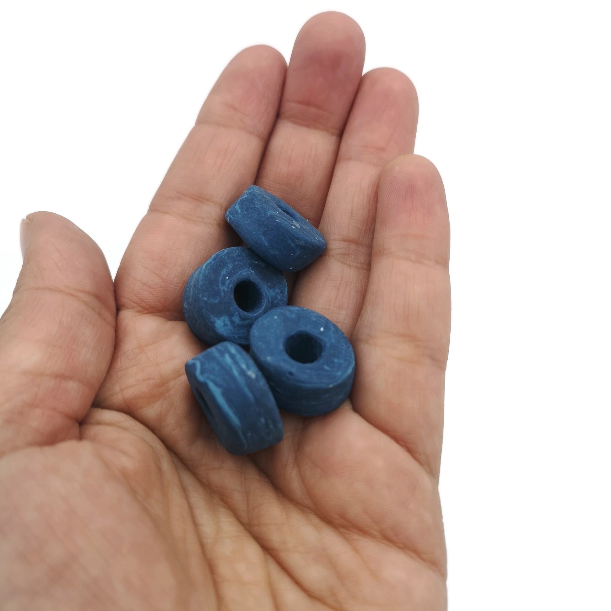 Handmade Ceramic Beads For Jewelry Making, 4 Pcs Clay Beads, Large Hole Beads, Dreadlock Beads, Unique Donut Bead Unusual - Ceramica Ana Rafael