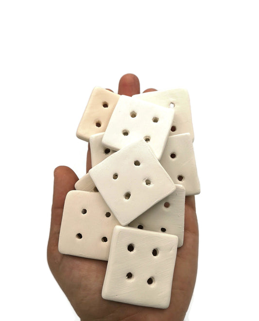 Blank Handmade Ceramic Bisque Sewing Buttons Ready To Paint, Square Unpainted Flat Button For Knitting, Novelty Customizable Buttons - Ceramica Ana Rafael