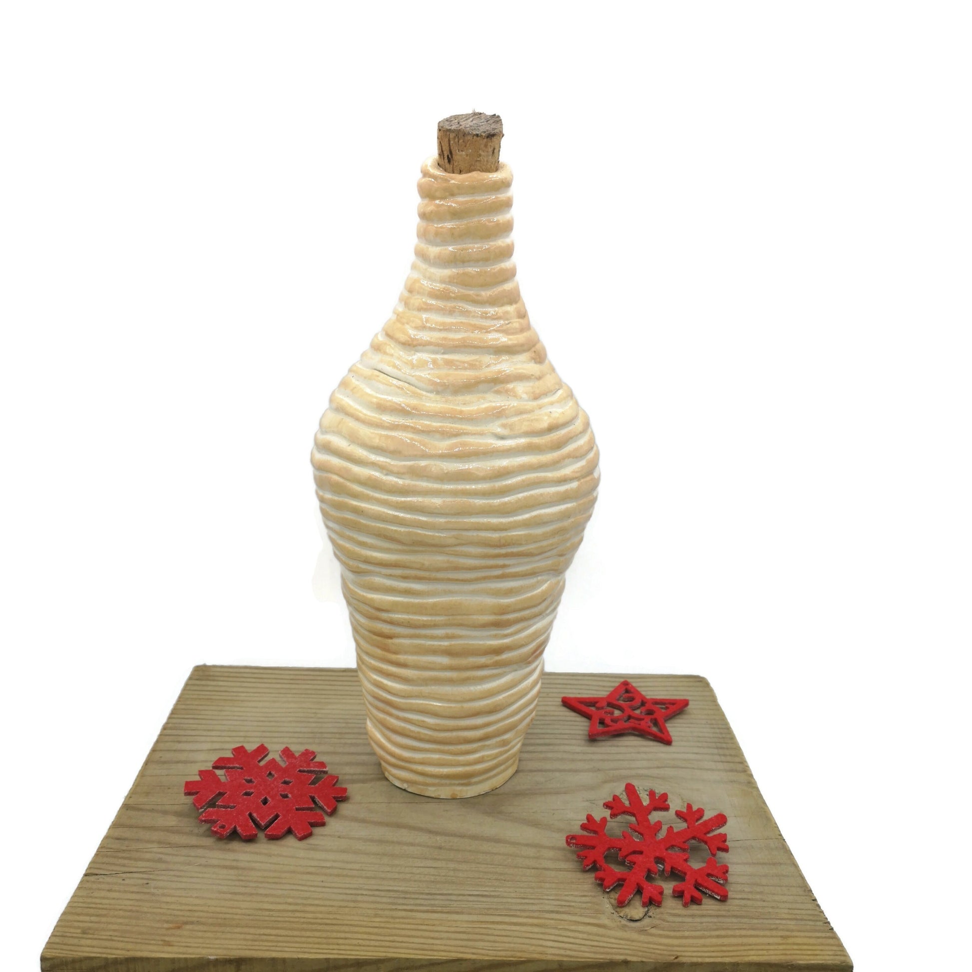 Decorative Bottle With Cork, Best Gifts For Him, Ceramic Vase Farmhouse Decor, Best Sellers Dad Birthday Gift, Rustic Home Decor Ceramic Jar - Ceramica Ana Rafael