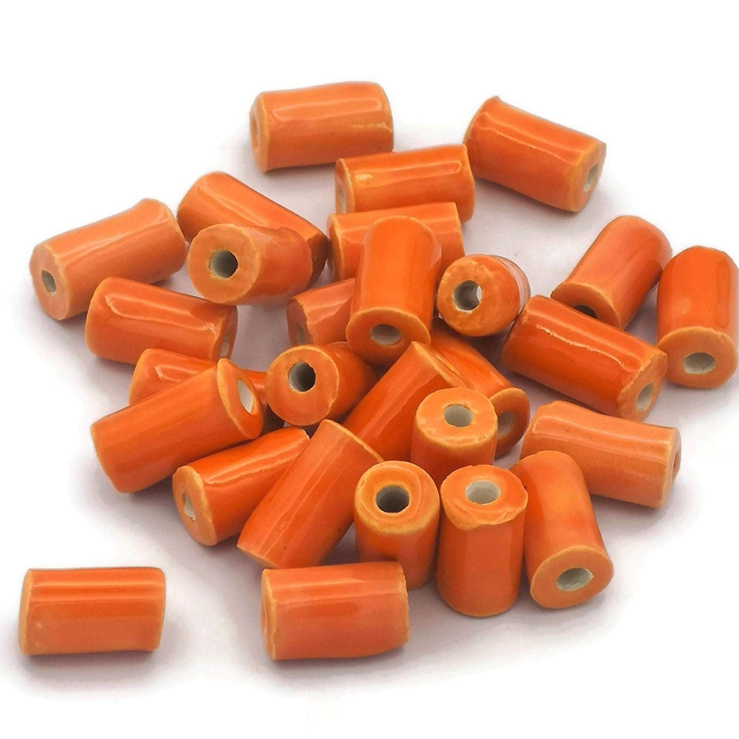 1 Pc large ceramic tube beads for bracelets, blue tube beads for macrame, 5mm hole beads for jewelry, artisan beard beads for hair braid - Ceramica Ana Rafael