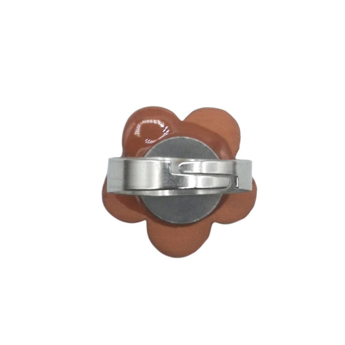 Handmade Large Statement Terracotta Flower Ring For Women, Unique Stainless Steel Adjustable Ring, Best Birthday Gifts For Her - Ceramica Ana Rafael