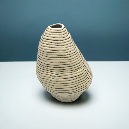 Escultura de cerámica moderna arte contemporáneo hecho a mano, jarrón escultórico texturizado para mesa, jarrón de piso grande, regalo de boda personalizado para pareja