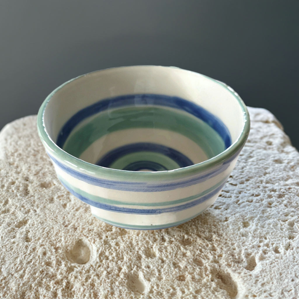 Tazón de rayas azul turquesa pintado a mano, regalo de inauguración de la casa primer hogar para ella, regalos de cumpleaños de mamá de la hija, tazones de pasta más vendidos