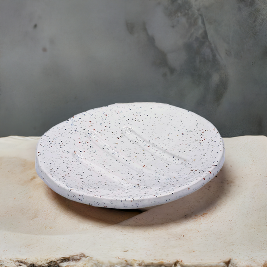 Handmade Ceramic Soap Dish – Speckled Draining Soap Holder for Bathroom
