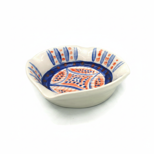 Wheel-thrown ceramic ashtray with glazed finish