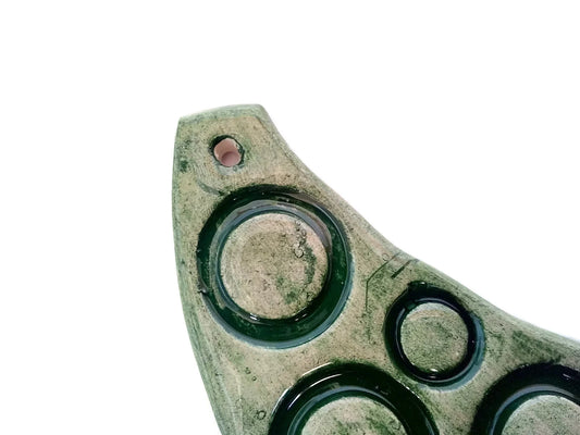 Large Green Ceramic Pendant for Jewellery Making