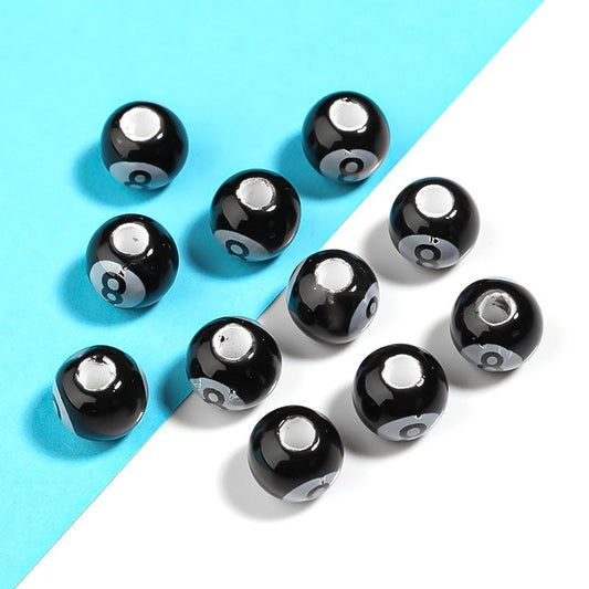 20 Ceramic 8 Ball Pool Beads – Billiard Beads for Jewelry Making