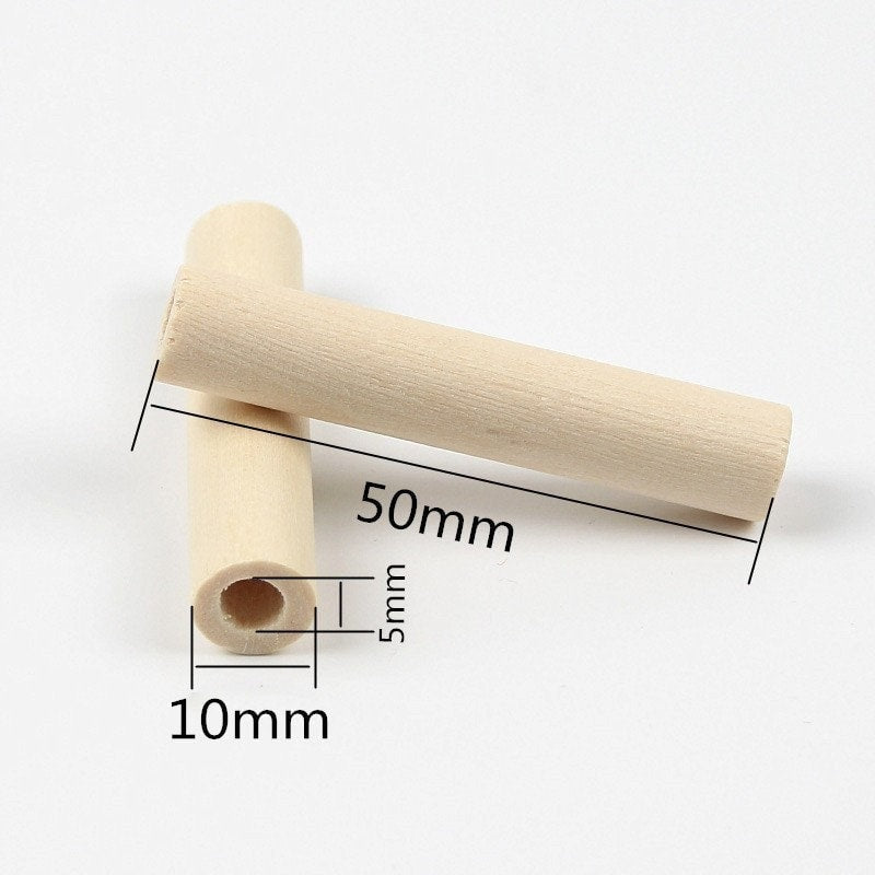 50mm Extra Large Wooden Tube Beads – Long Skinny Macramé Beads with 5mm Large Hole