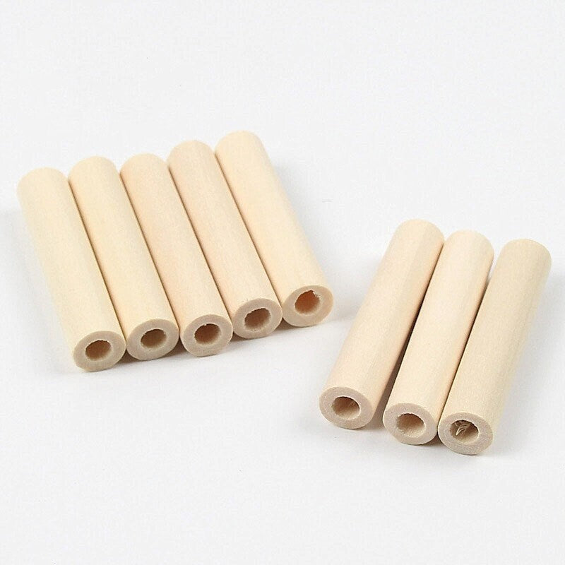50mm Extra Large Wooden Tube Beads – Long Skinny Macramé Beads with 5mm Large Hole