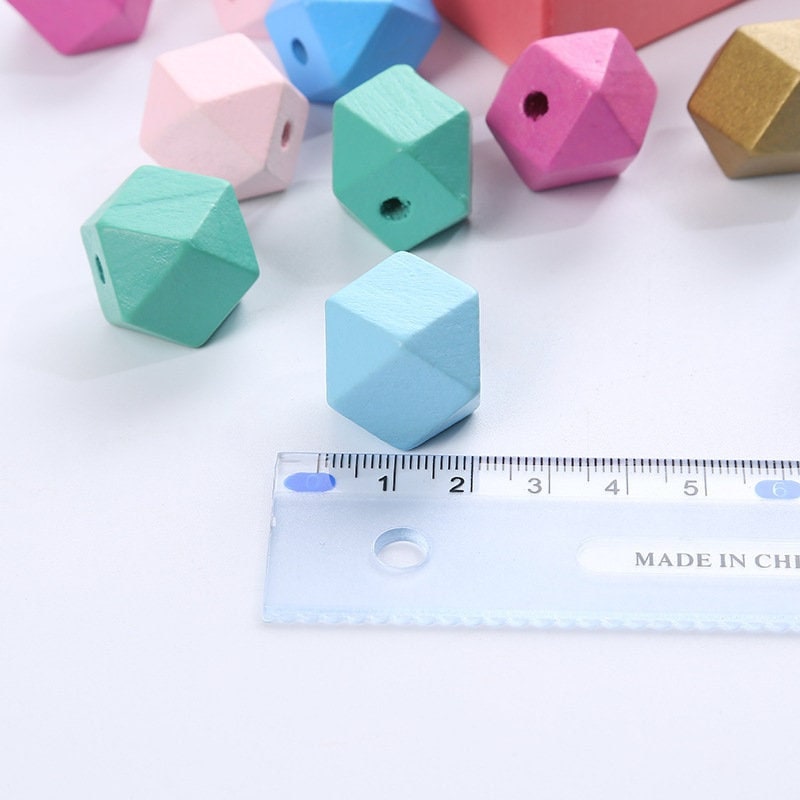 20Pc 12mm Geometric Octagonal Wooden Beads – Large Hole 4mm Polyhedral Beads for Jewelry & Macrame
