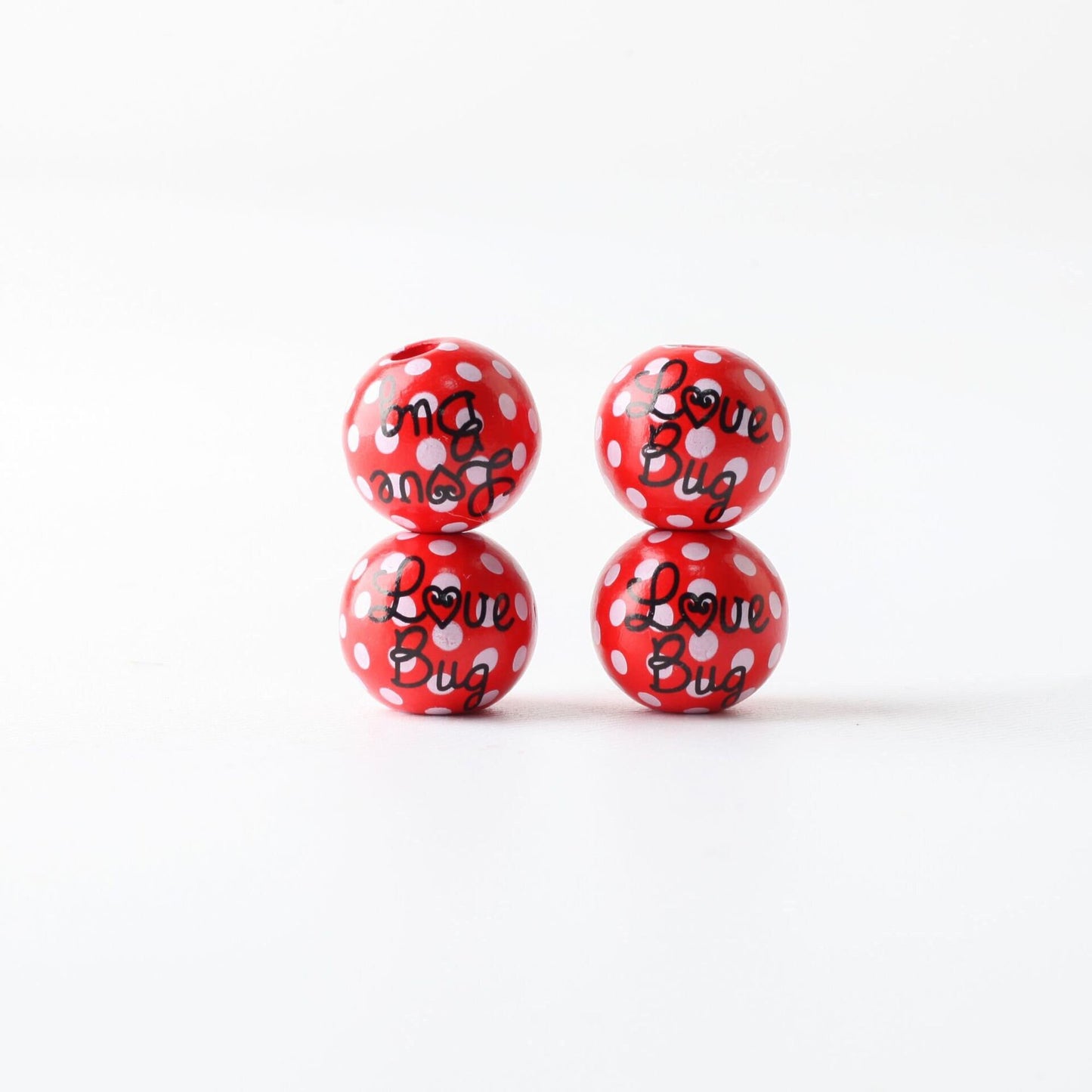 20Pc 16mm Ladybug-Themed Wooden Beads – Large Hole Macramé & Jewelry Beads