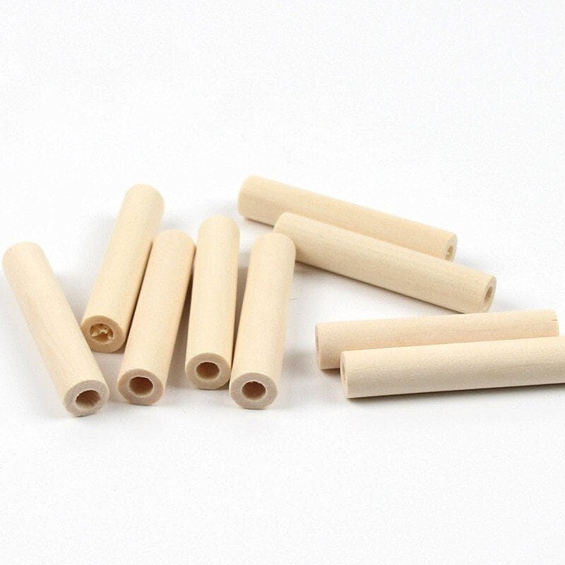 50mm Extra Large Wooden Tube Beads – Long Skinny Macramé Beads with 5mm Large Hole