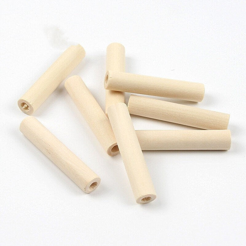 50mm Extra Large Wooden Tube Beads – Long Skinny Macramé Beads with 5mm Large Hole