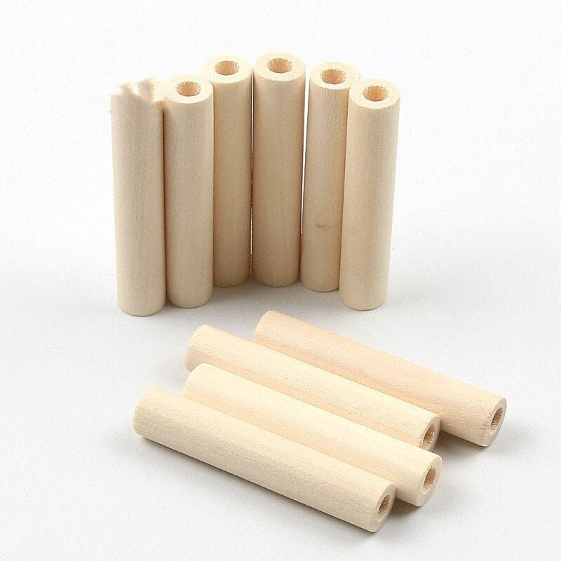 50mm Extra Large Wooden Tube Beads – Long Skinny Macramé Beads with 5mm Large Hole
