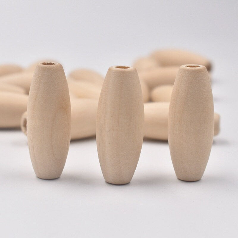 1/20Pcs 29mm*12mm Oval Wooden Beads – 4mm Hole Macrame & Jewelry Making Beads