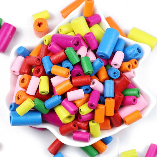 Assorted Wooden Tube Beads – Large Hole Macrame & Jewelry Making Beads