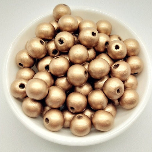 200 Metallic Wooden Beads 8mm – Gold or Silver Spacer Beads