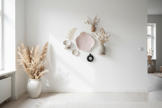 Organic-shaped ceramic wall plate with lace texture